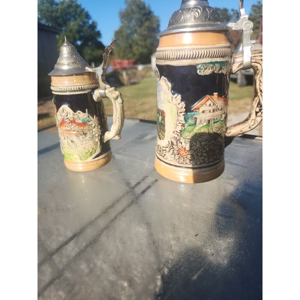 Hand Painted West German Handarbeit Gerzit Lidded Stein, and 1 one unknown maker